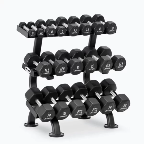 ZIVA Performance 3 Tier 10 Pair Hexagon Dumbbell Rack